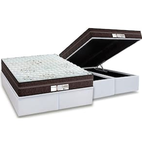 Cama Box Baú Queen: Colchão Molas Probel MasterPocket Ensacadas ProDormir Evolution + Base CRC Courano White(158x198)