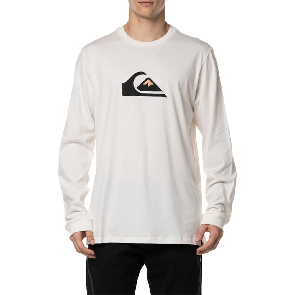 Camiseta Quiksilver Manga Longa Comp Logo WT24 Off White