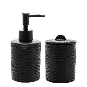 Conjunto kit Banheiro 2 Peças de Cerâmica Leaf Preto