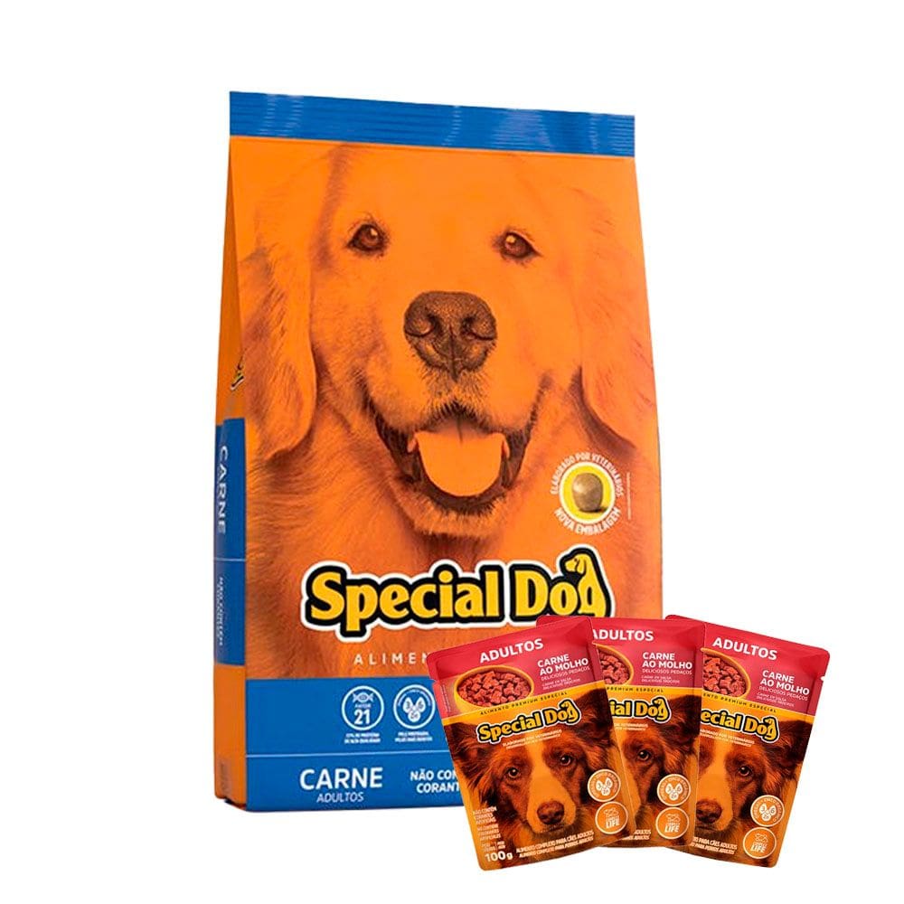 Ração Special Dog Cães Adultos Carne - 15Kg + ITEM