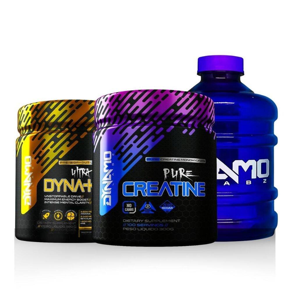 Kit Creatina 100% Pura 150G + Dyna`Kout 360G + Galão Dynamo