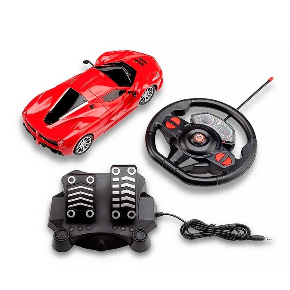 Carrinho Racing Control Speed X com Volante e Pedal Vermelho 1:16 BR1142 - Multikids