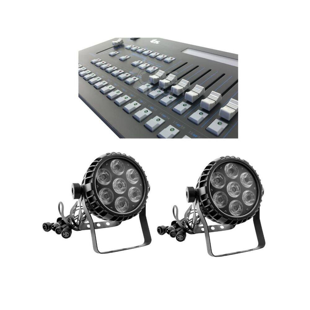Kit 2 Par Led 7X12W 6In 1 E Mesa Controladora Pilot 2000Wdmx