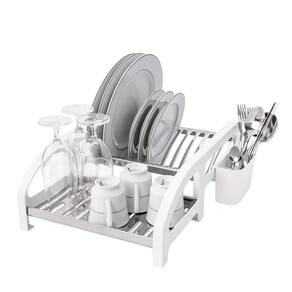 Escorredor Cama 12 Pratos Inox Branco Com Porta Talheres