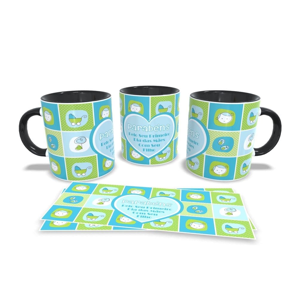 Canecas Preta Coleção Dia das Mães