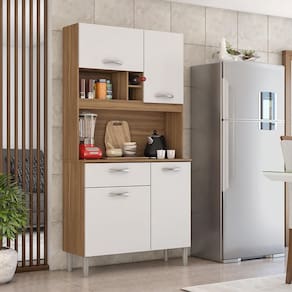 Cozinha Compacta 04 Portas 01 Gaveta Malta Amêndola Branco Demóbile