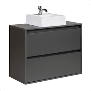 Gabinete para Banheiro com Cuba 80cm Mdf Grafite Dubai - On Móveis