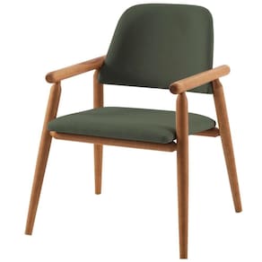 Poltrona Zanine Daf Móveis Assento e Encosto MDF com Espuma D28 Linho Verde Base Madeira Tauari