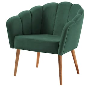 Poltrona Petala Slim Daf Móveis em Madeira Eucalipto Espuma D28 Veludo Verde Base Madeira Tauari
