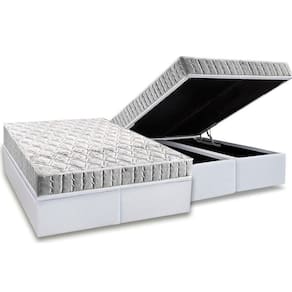 Cama Box Baú Queen: Colchão Espuma Anjos D33 Orthosono + Base CRC Courano White(158x198)