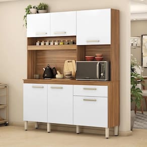 Cozinha Compacta 06 Portas 01 Gaveta Álamo Amêndola Branco Demóbile