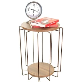 Mesa de Apoio Lateral Redonda Sala de Estar Aço Corten/Castanho Tannat