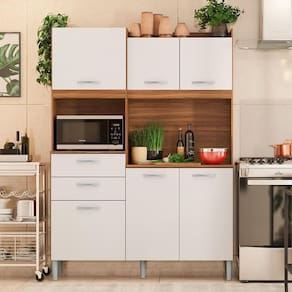 Cozinha Compacta 06 Portas 02 Gavetas Harmonia Amêndola Branco Demóbile