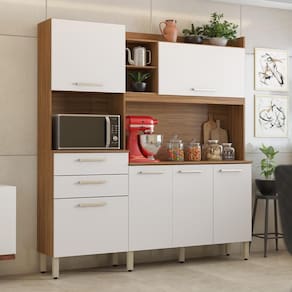 Cozinha Compacta 06 Portas 02 Gavetas Select Amêndola Branco Demóbile