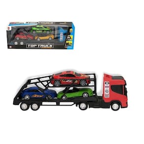 Caminhão Cegonheira Grande Com 3 Carrinhos Cor:vermelho