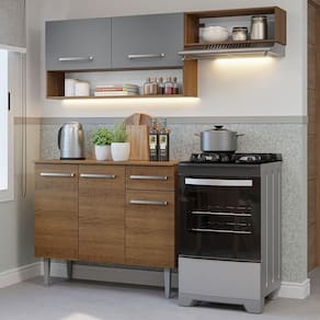 Armário De Cozinha Compacta 165cm Rustic-cinza Emilly Madesa 07 Rustic-cinza
