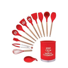 Kit Utensílios De Cozinha Silicone 13pçs Vermelha