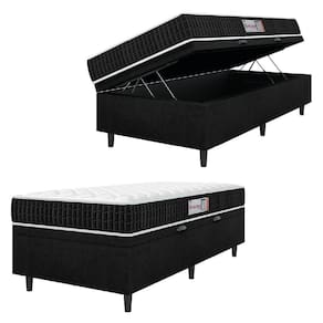 Cama Box Baú Colchão Solteiro Espuma D33 New Millenium 88x60cm Preto/branco Hellen Preto