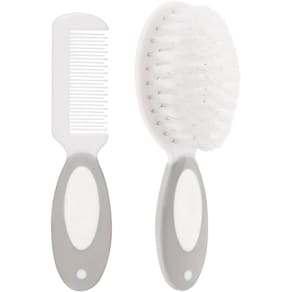 Kit Escova e Pente Cerdas Macias Cinza 12641 - Buba