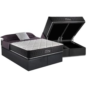 Cama Box Baú Queen: Colchão Molas Ensacadas Anjos MasterPocket Fort Flex + Base CRC Suede Gray(158x198)