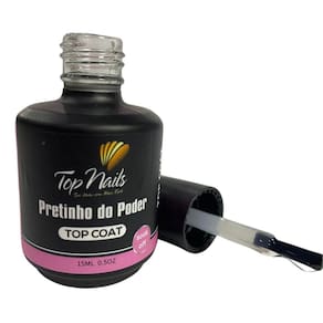 Top Coat Pretinho Do Poder Top Nails 15Ml Para Unha Gel