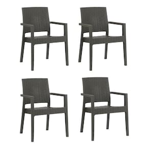 4 Poltronas Milano Cinza Vime Rattan Sintetico Jardim