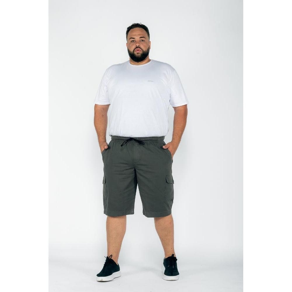 Bermuda Macaw 7784 Cinza Elástico Plus Size Sarja [F075]