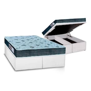 Cama Box Baú King: Colchão Espuma Orthoflex D45 / EP Cecina + Base CRC Courano White(193x203)