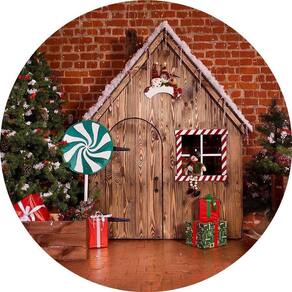 Painel Redondo Tecido Sublimado 3D Natal Frd-5785