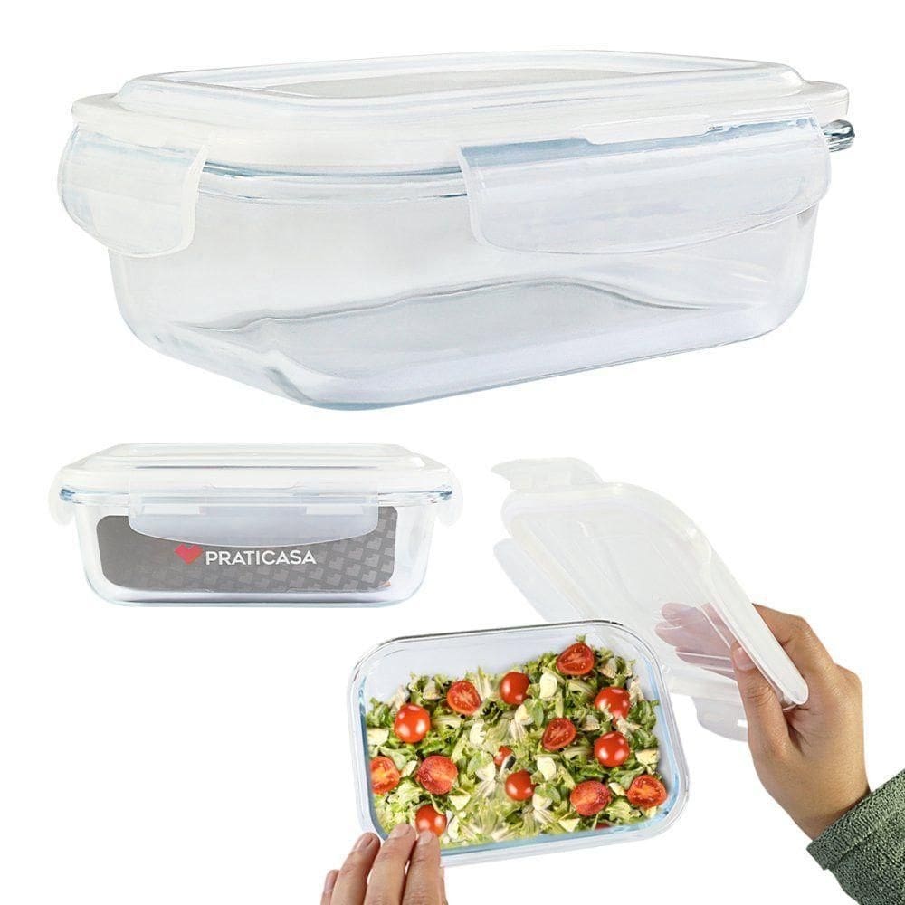 Pote Vidro Hermético Marmita Mantimentos Tampa 640ml