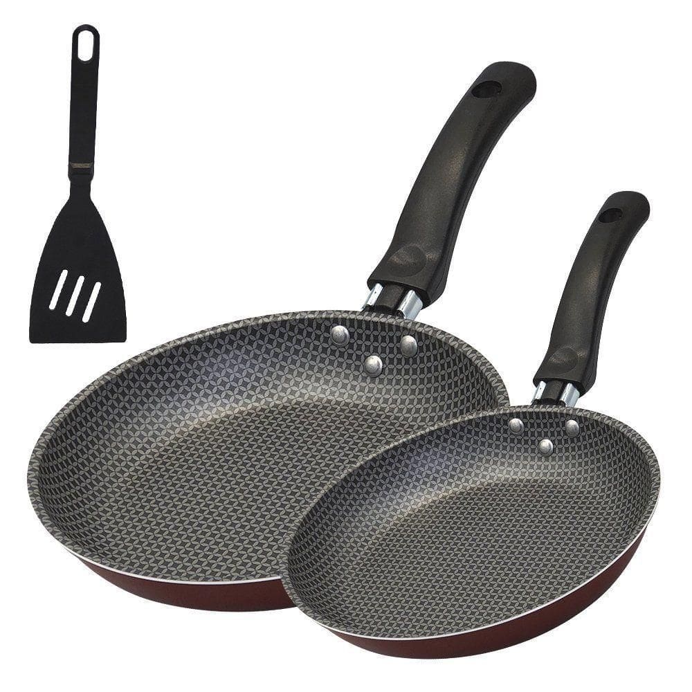 Kit Frigideira Enjoy Francesa 18-22cm Com Espatula Vermelho