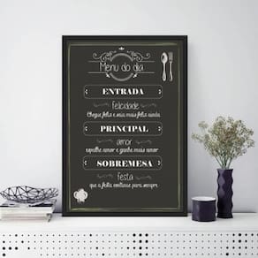 Quadro Decorativo Menu Do Dia 24X18Cm - Madeira Preta