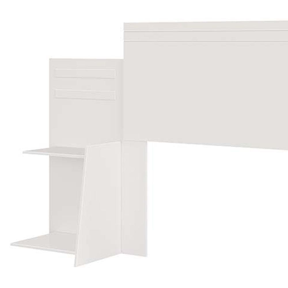 Cabeceira Queen Extensível 100% MDF Com Nichos Laterais Branco Goldy Shop JM
