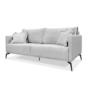 Sofá 2 Lugares Pé de Ferro Preto Rafaela 160 cm Linho Grigio S04 - D`Rossi
