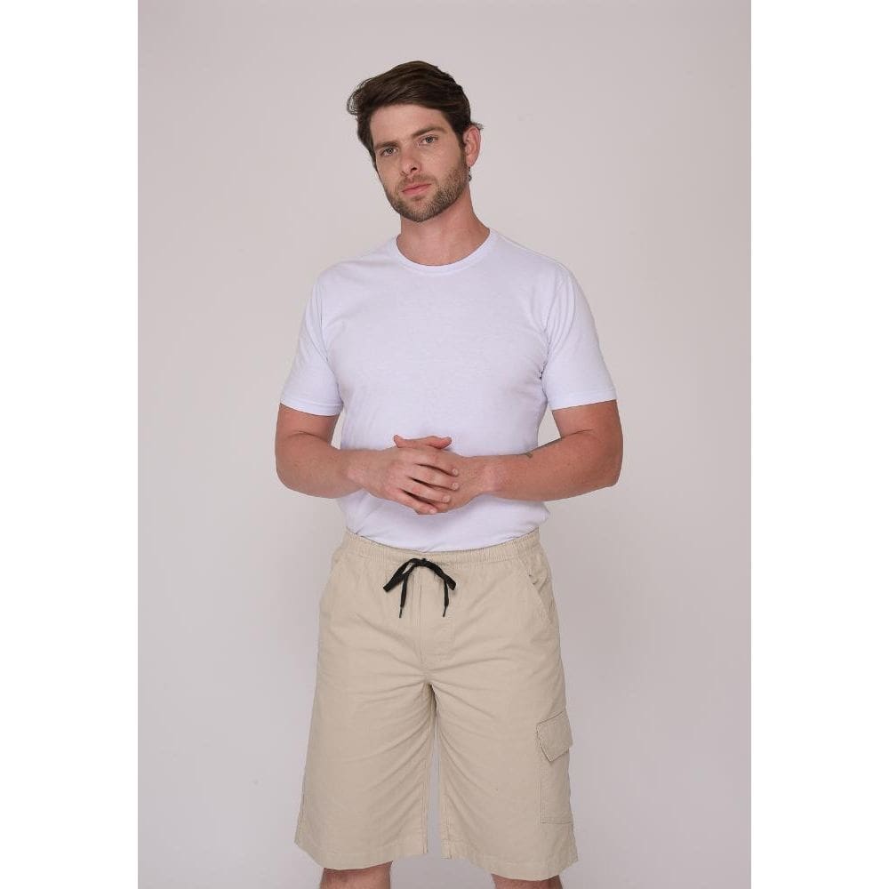 Bermuda Macaw 7796 Bege Elástico Sarja [F075]