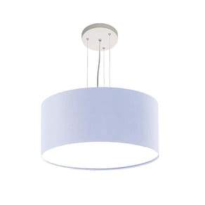 Lustre Pendente Redondo Cúpula Em Tecido Azul 30X15