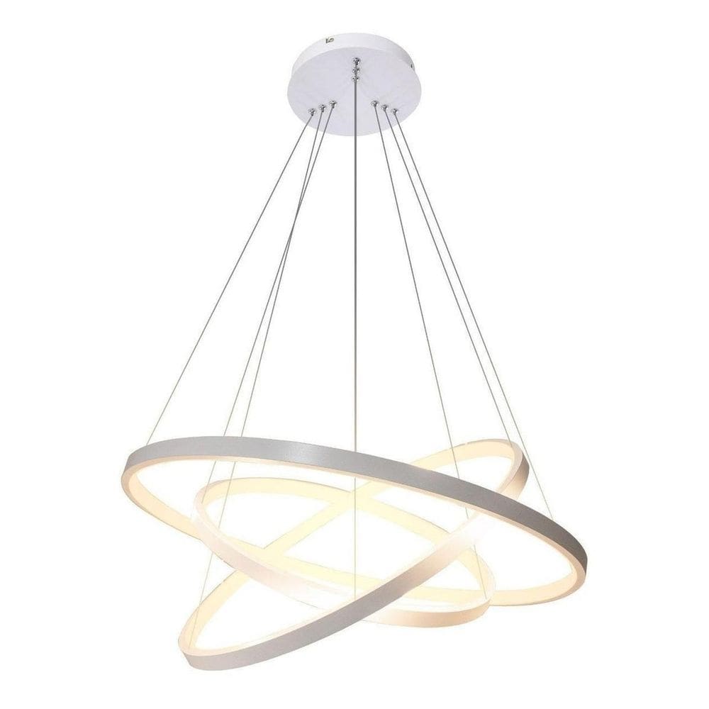 Lustre led moderno pendente anéis 3 arco aro prata