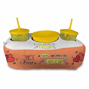 Almofada Kit Cinema Pipoca 2 copos canudo e balde Namorados Te Amo Tanto Que Nem Sei Explicar
