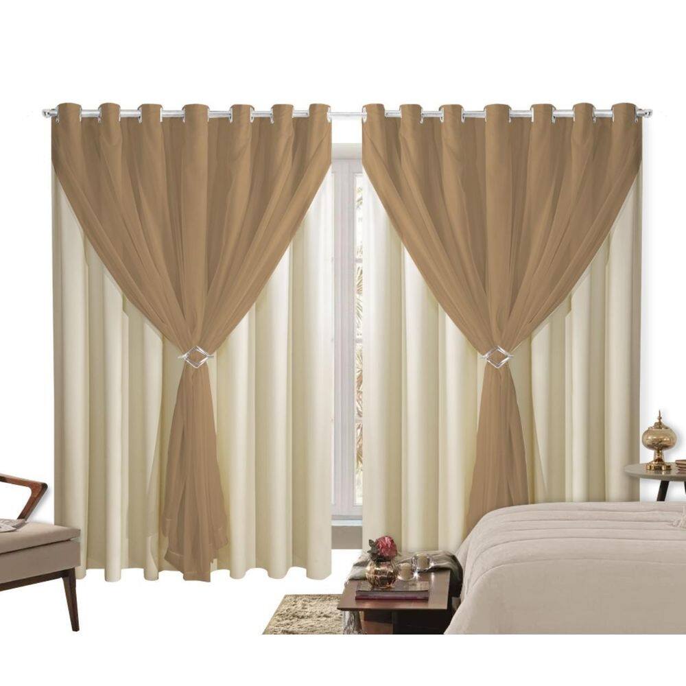 Cortina Blackout Com Voil Liso Sala Ou Quarto 3,00M X 2,50M
