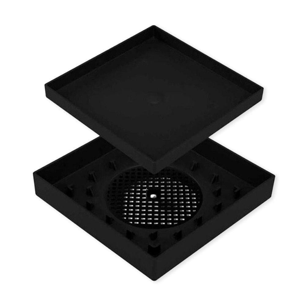 Ralo 15x15 Oculto Preto Plástico Abs Para Piso E Porcelanato