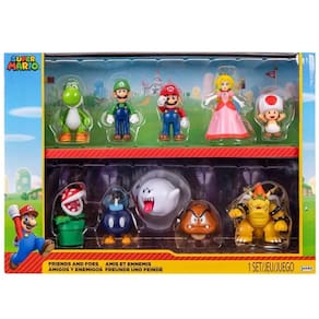 Conjunto com 10 Bonecos  Amigos e Inimigos do Mario - Super Mario SUNNY