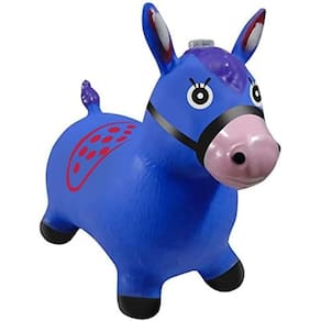 Cavalinho Upa Upa Brinquedo Pula Pula Musical Com Luz Borracha Resistente Inflável Azul