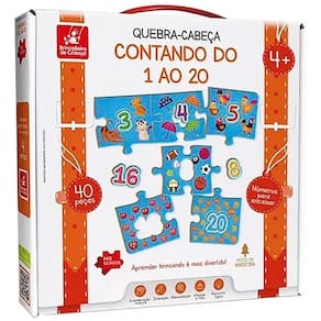 Quebra-Cabeça Contando do 1 ao 20 40 pçs em Madeira 2266 - Brincadeira De Criança