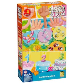 Puzzle Progressivo Contando até 5 com 40 50 e 60 Peças 04247 - Grow