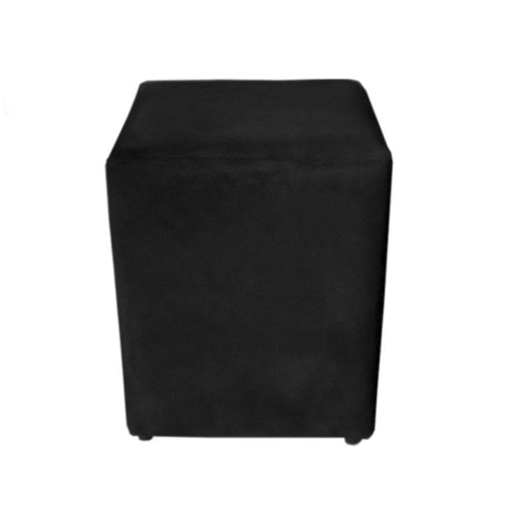Puf, puff para sala quadrado, dado suede preto 45 cm altura