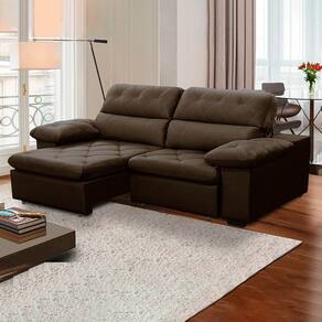 Sofa Retratil Reclinavel 2 Lugares 1,90m Crystal Veludo Marrom LansofBR