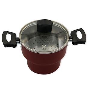 Cuscuzeiro Enjoy Antiaderente 14cm Com Tampa Vidro Vermelho