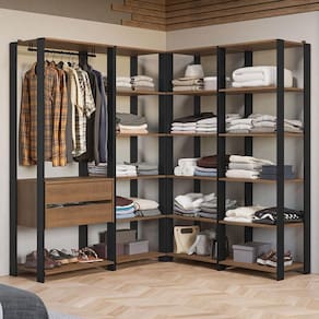 Guarda-Roupa Closet Modulado Valencia 2 Gavetas 337cm Rustic/Preto Madesa 05