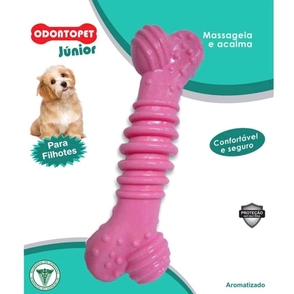 Brinquedo Mordedor Para Cachorro Osso Resistente Odontopet mastigação cães filhotes Super Medio Rosa