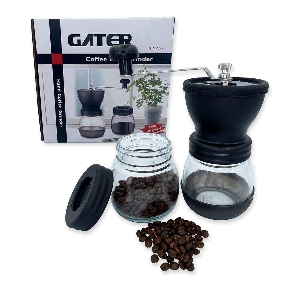 Moedor De Café Manual Vidro Plástico Inox Cerâmica Cor:preto